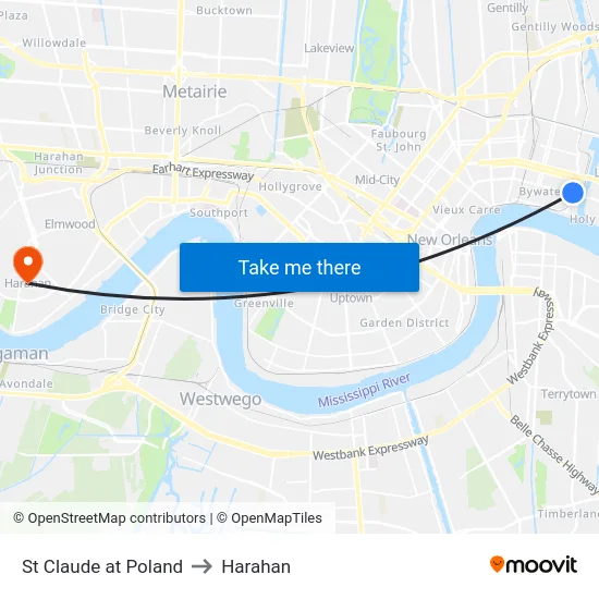 St Claude at Poland to Harahan map