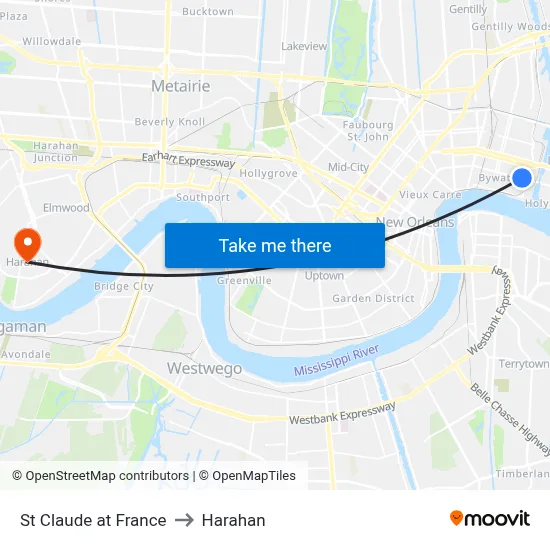St Claude at France to Harahan map