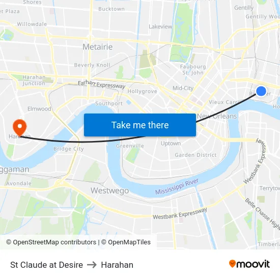 St Claude at Desire to Harahan map