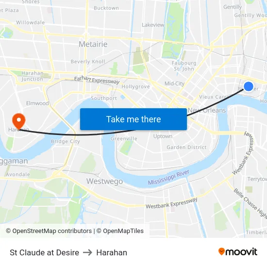 St Claude at Desire to Harahan map