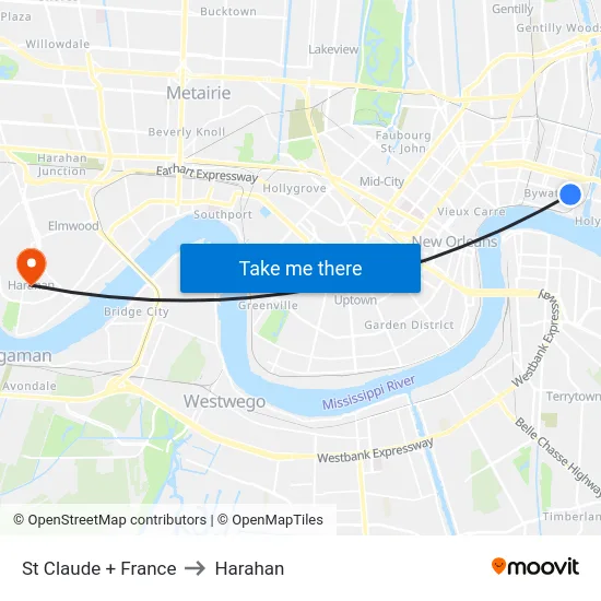St Claude + France to Harahan map