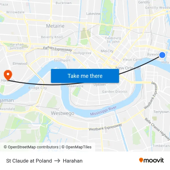 St Claude at Poland to Harahan map