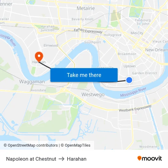 Napoleon at Chestnut to Harahan map