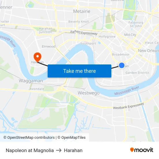Napoleon at Magnolia to Harahan map
