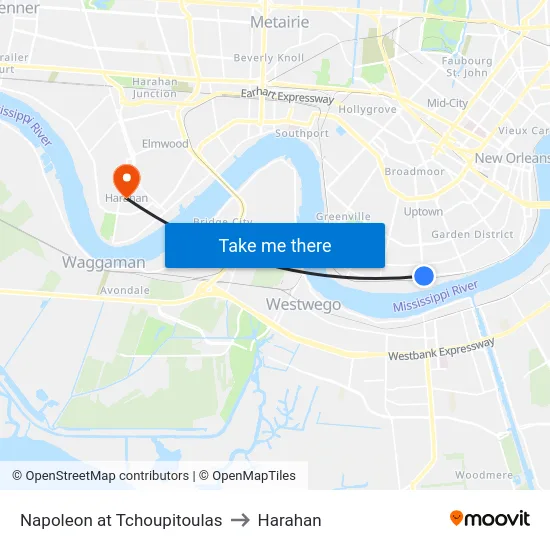 Napoleon at Tchoupitoulas to Harahan map