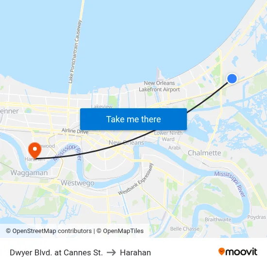 Dwyer Blvd. at Cannes St. to Harahan map