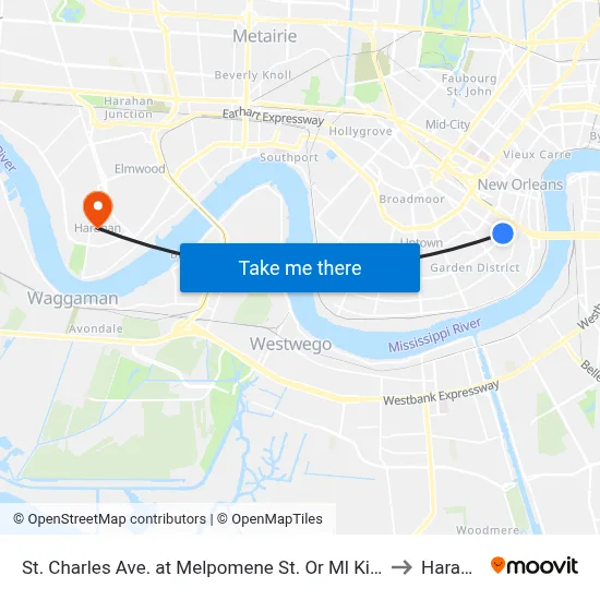 St. Charles Ave. at Melpomene St. Or Ml King Blvd. to Harahan map