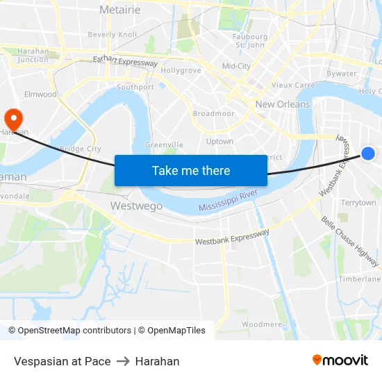 Vespasian at Pace to Harahan map
