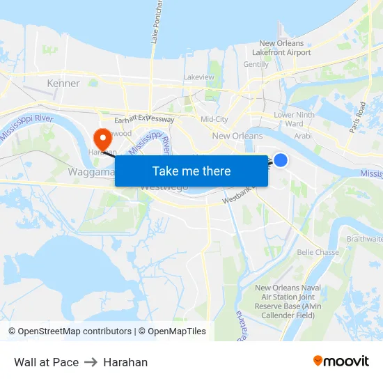 Wall at Pace to Harahan map