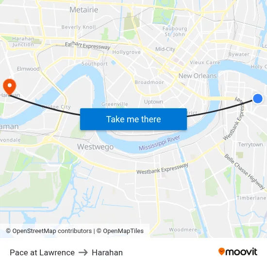 Pace at Lawrence to Harahan map