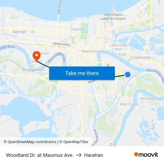 Woodland Dr. at Maumus Ave. to Harahan map