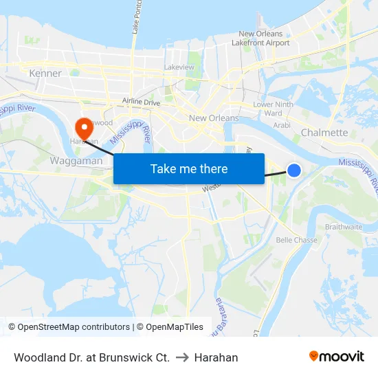 Woodland Dr. at Brunswick Ct. to Harahan map