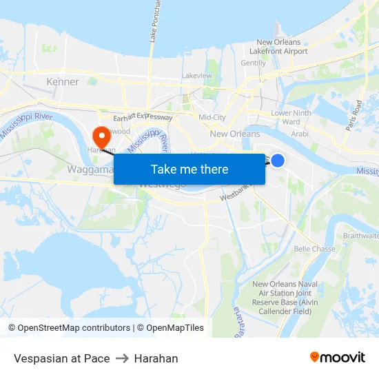 Vespasian at Pace to Harahan map