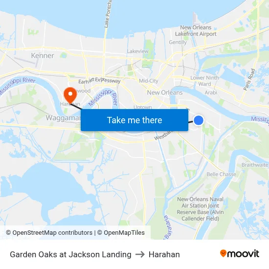Garden Oaks at Jackson Landing to Harahan map