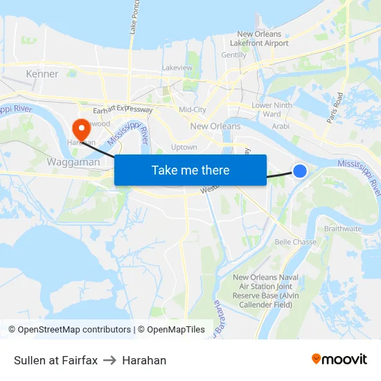 Sullen at Fairfax to Harahan map