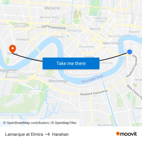 Lamarque at Elmira to Harahan map