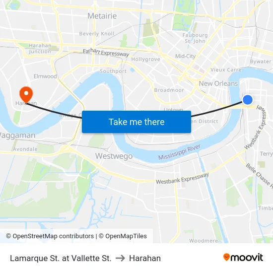 Lamarque St. at Vallette St. to Harahan map