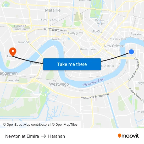 Newton at Elmira to Harahan map
