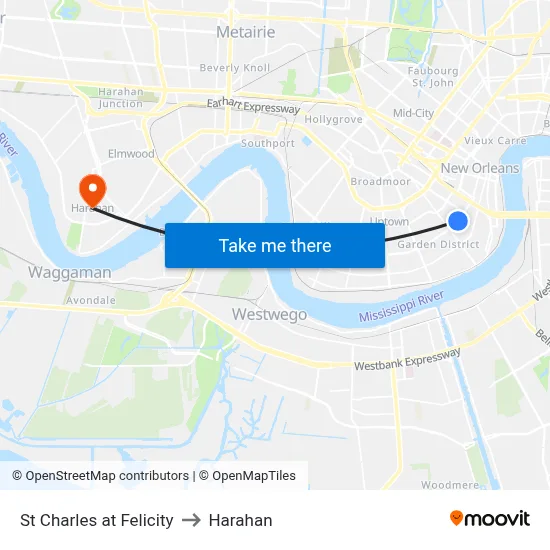 St Charles at Felicity to Harahan map