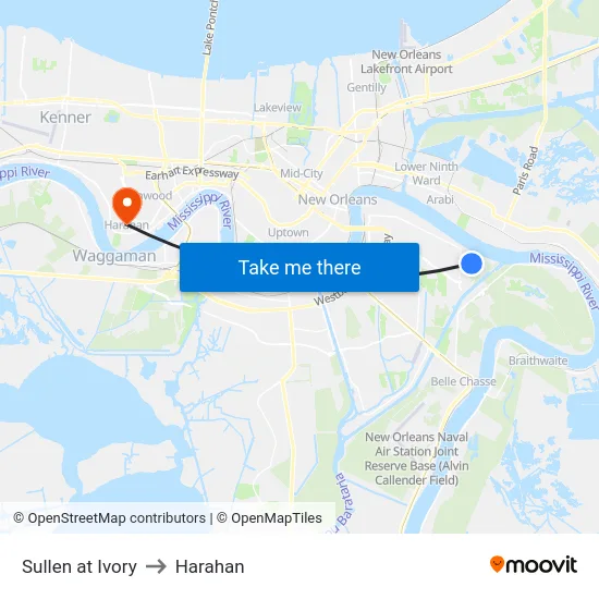 Sullen at Ivory to Harahan map
