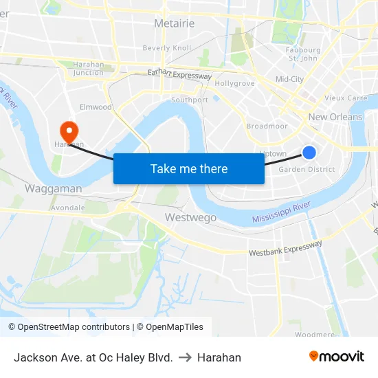 Jackson Ave. at Oc Haley Blvd. to Harahan map