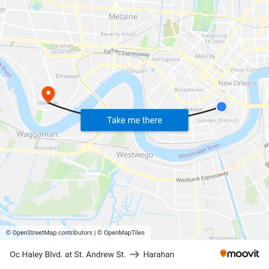 Oc Haley Blvd. at St. Andrew St. to Harahan map