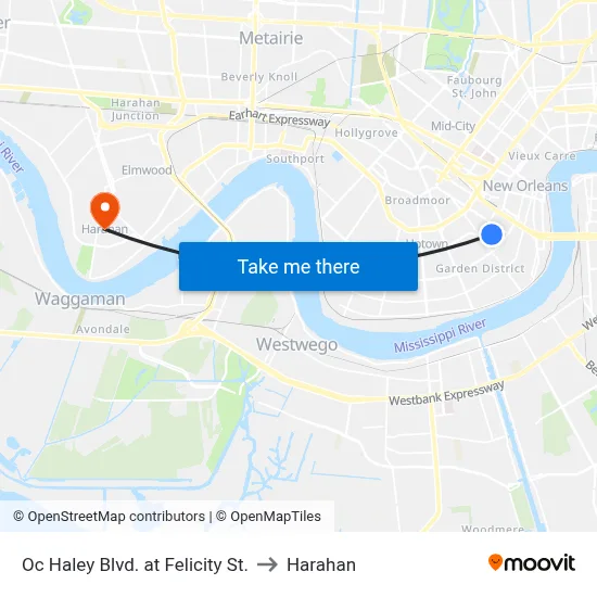 Oc Haley Blvd. at Felicity St. to Harahan map