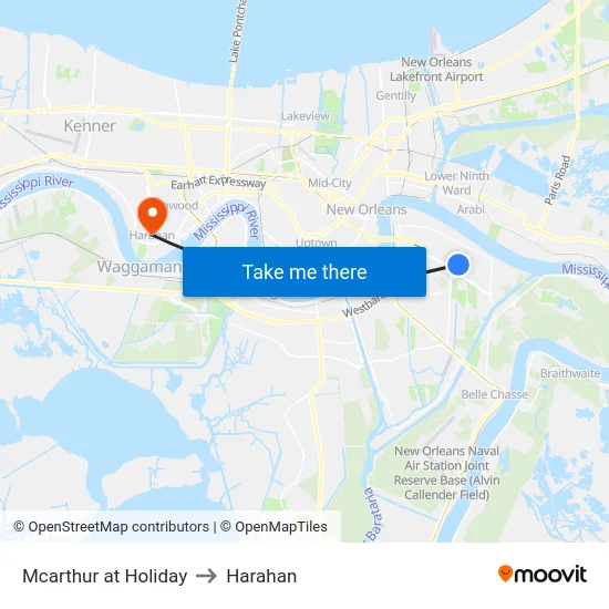 Mcarthur at Holiday to Harahan map