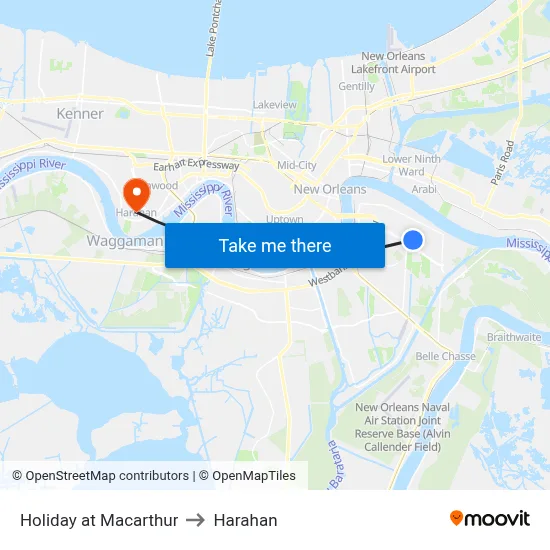 Holiday at Macarthur to Harahan map