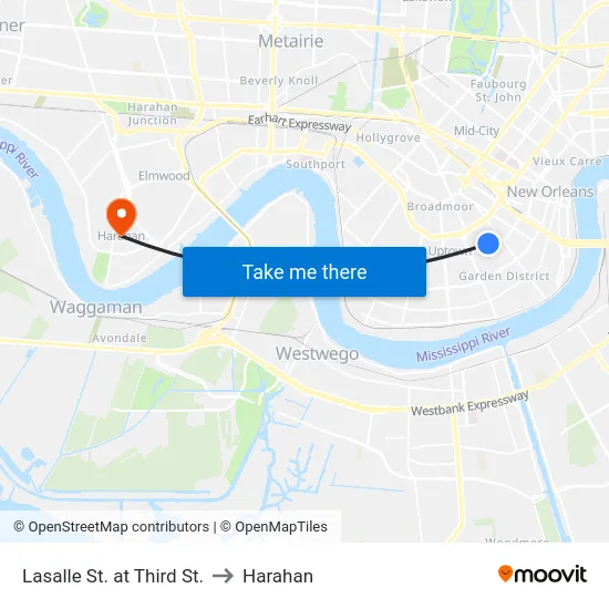 Lasalle St. at Third St. to Harahan map