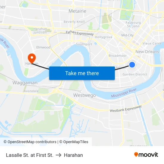 Lasalle St. at First St. to Harahan map