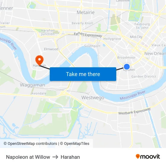 Napoleon at Willow to Harahan map