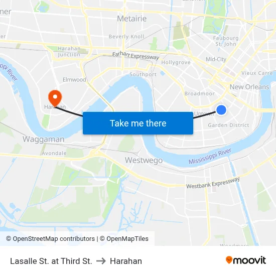 Lasalle St. at Third St. to Harahan map