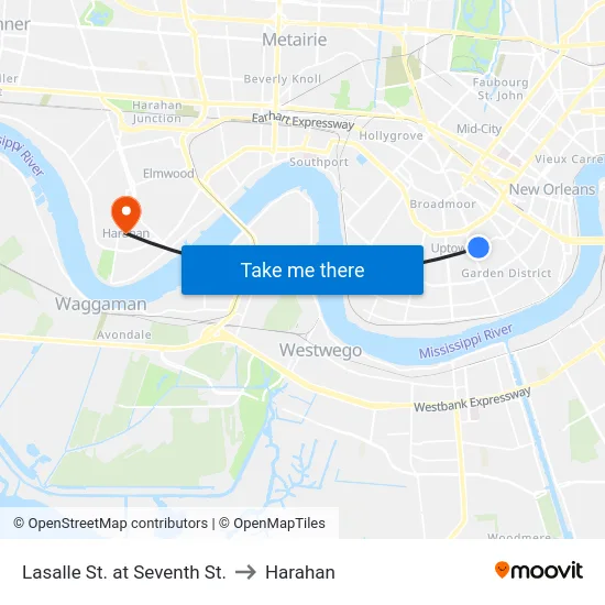 Lasalle St. at Seventh St. to Harahan map