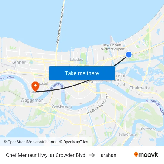 Chef Menteur Hwy. at Crowder Blvd. to Harahan map