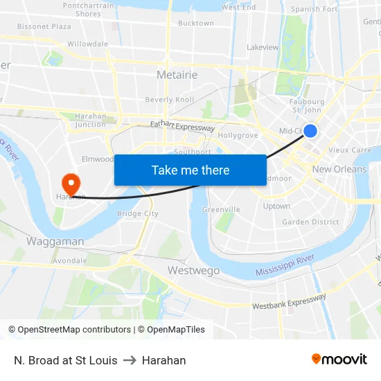 N. Broad at St Louis to Harahan map