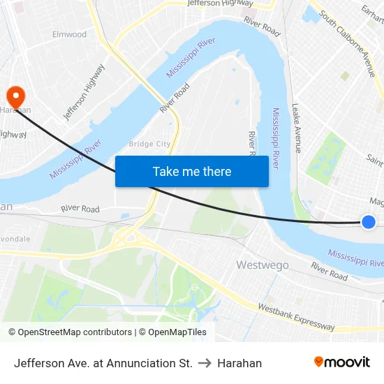 Jefferson Ave. at Annunciation St. to Harahan map