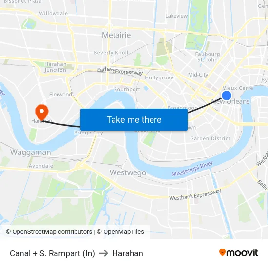 Canal + S. Rampart (In) to Harahan map