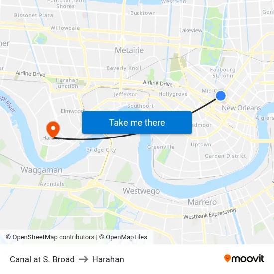 Canal at S. Broad to Harahan map