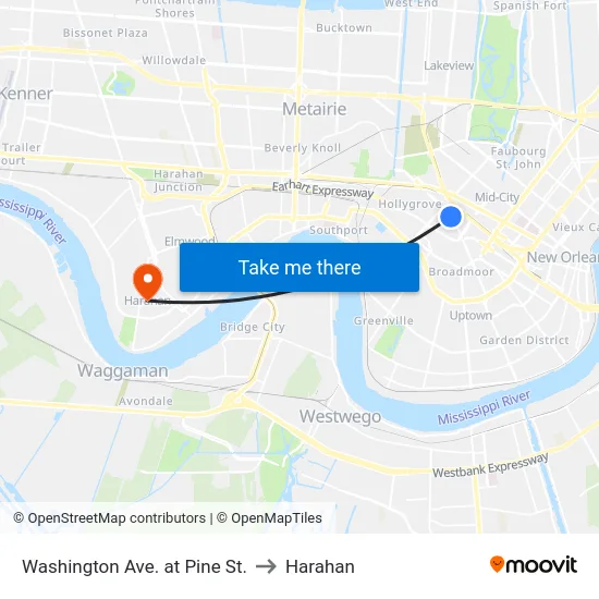 Washington Ave. at Pine St. to Harahan map