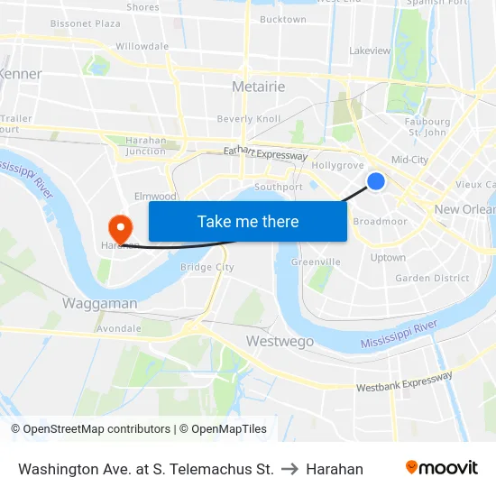 Washington Ave. at S. Telemachus St. to Harahan map
