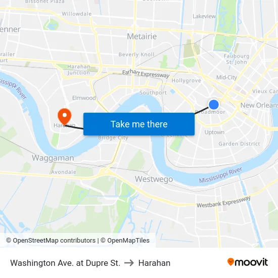 Washington Ave. at Dupre St. to Harahan map
