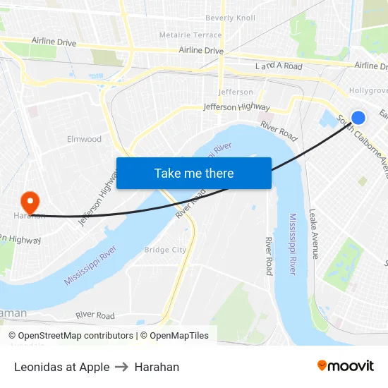 Leonidas at Apple to Harahan map