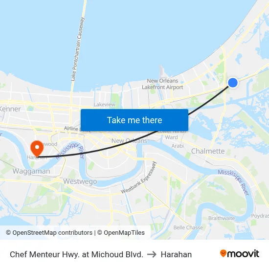 Chef Menteur Hwy. at Michoud Blvd. to Harahan map