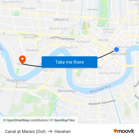 Canal at Marais (Out) to Harahan map
