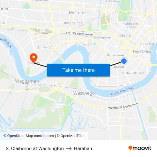 S. Claiborne at Washington to Harahan map