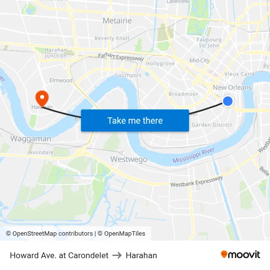 Howard Ave. at Carondelet to Harahan map