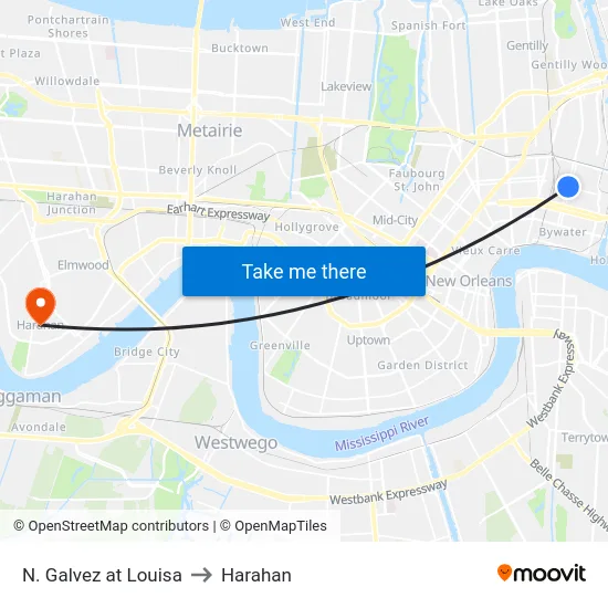 N. Galvez at Louisa to Harahan map