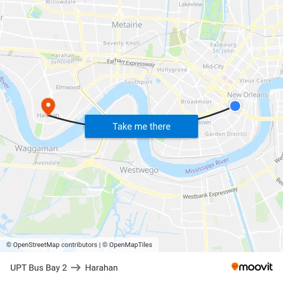 UPT Bus Bay 2 to Harahan map