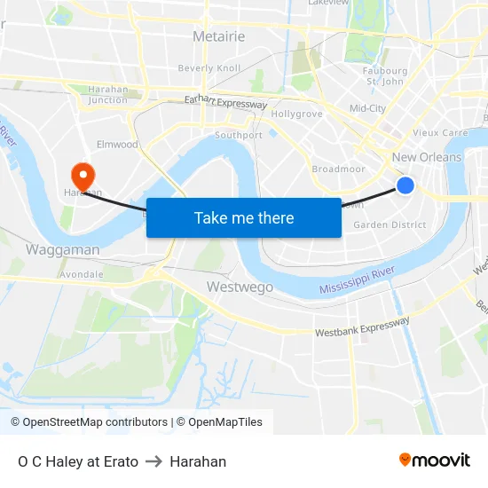 O C Haley at Erato to Harahan map